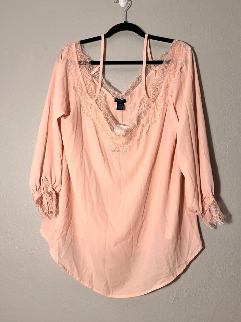 NWT 2X Rue 21 Pink Lacy Blouse with Spaghetti Straps